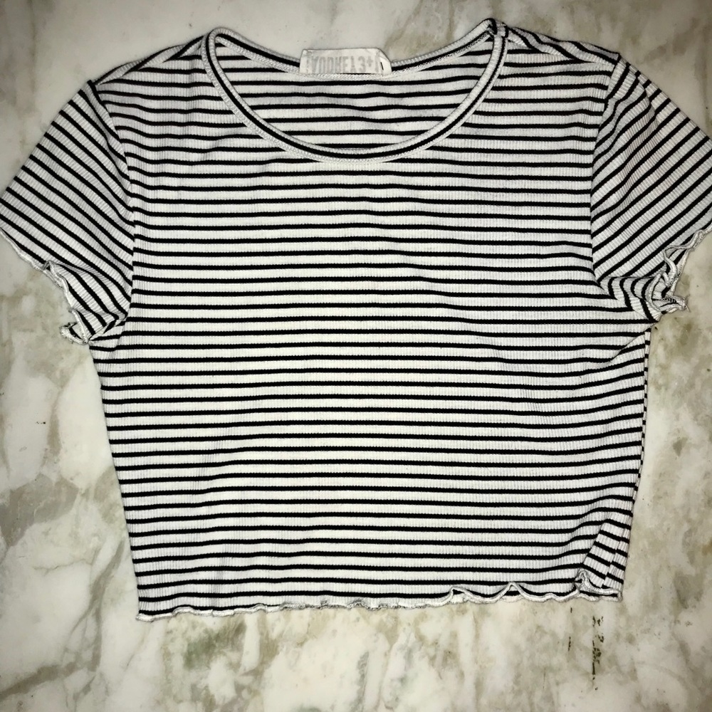 Ribbed stripe crop top